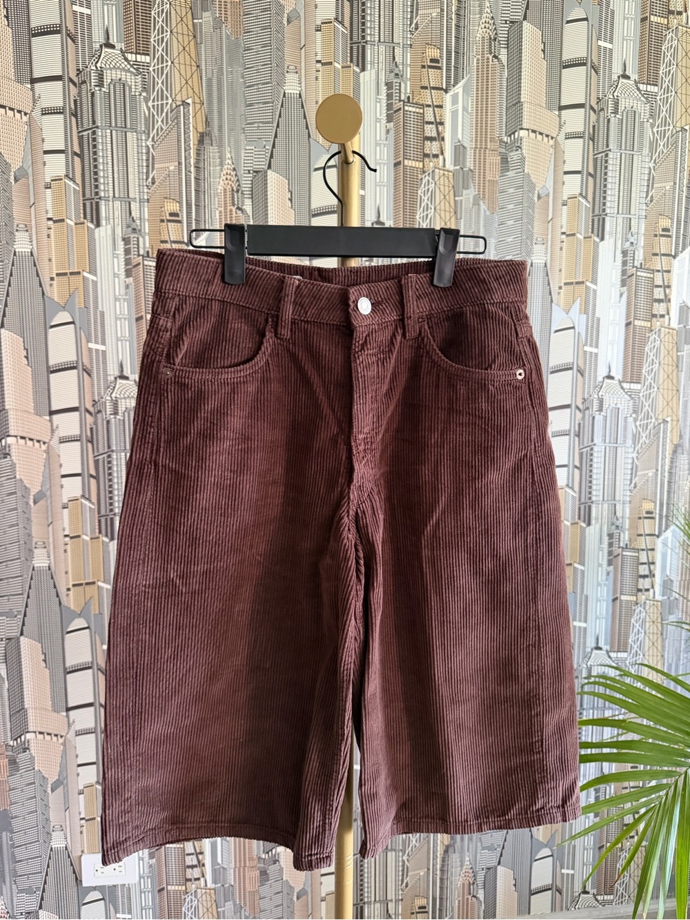 Zara Corduroy Bermuda Shorts in Deep Burgundy
